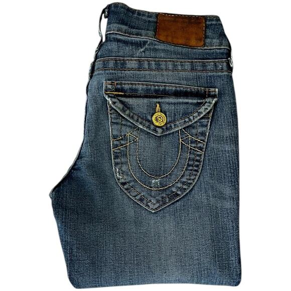 True Religion Yellow Point Flap Pocket Slim Straight Jeans - Picture 1 of 6